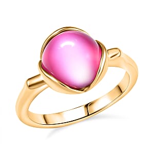 Mulberry Moonstone 4.00 ctw Solitaire Ring in 18K Yellow Gold Plating Sterling Silver (Size 8.0)