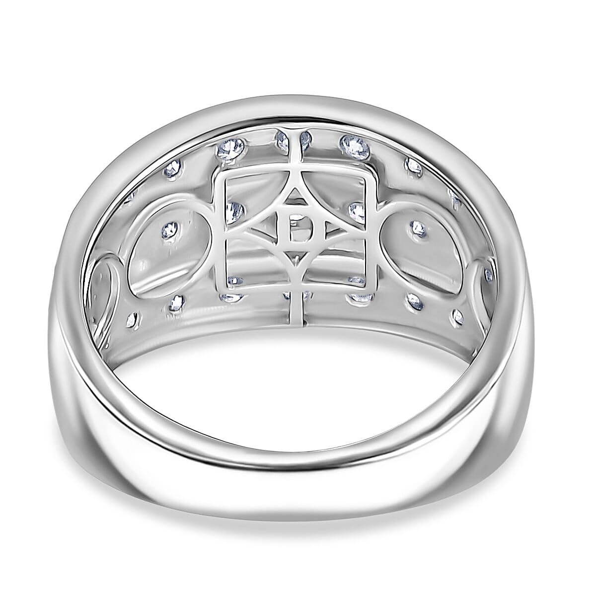 D'Joy Moissanite 1.10 ctw Ring in 18K YRG Plated and Rhodium Over Sterling Silver (Size 8.0)