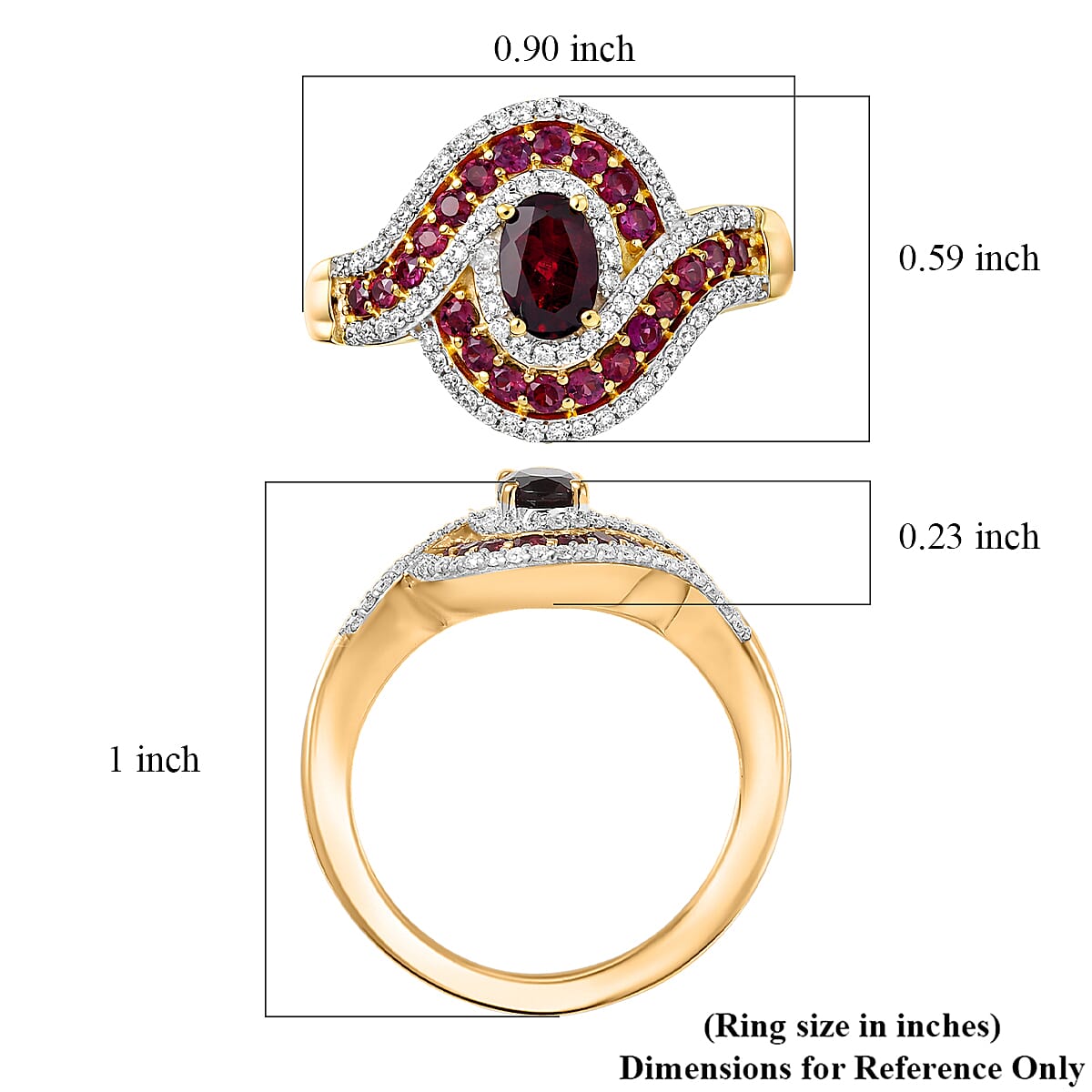 D'Joy Premium Anthill Garnet and Moissanite 1.40 ctw Love Flow Ring in 18K Vermeil Yellow Gold Over Sterling Silver (Size 10.0) image number 5
