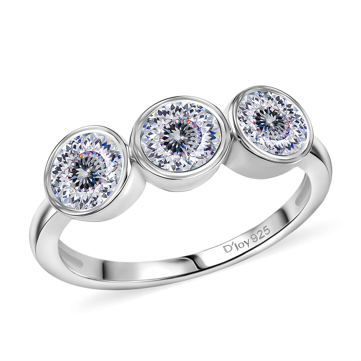 D'Joy 100 Facet Moissanite 1.35 ctw Ring in Rhodium Over Sterling Silver (Size 8.0)