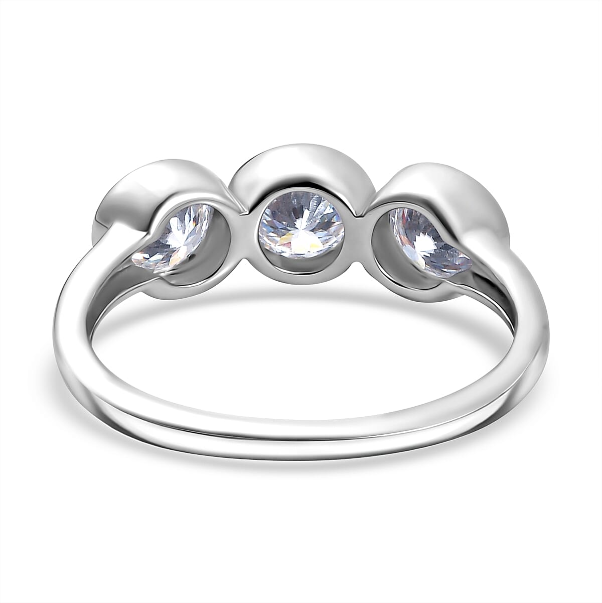 D'Joy 100 Facet Moissanite 1.35 ctw Ring in Rhodium Over Sterling Silver (Size 8.0)