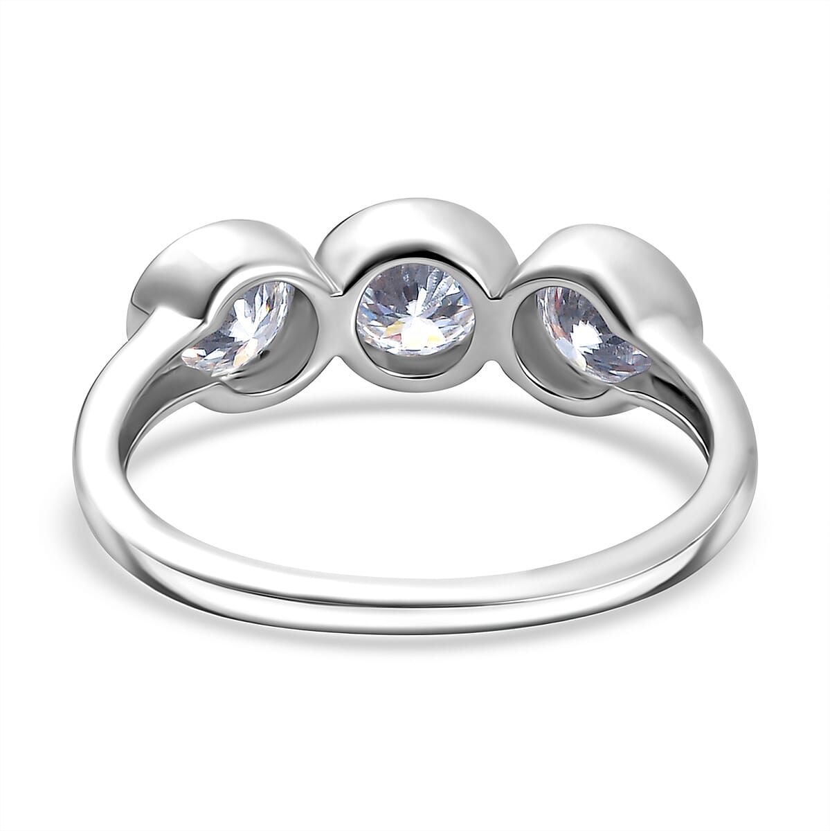 D'Joy 100 Facet Moissanite 1.35 ctw Ring in Rhodium Over Sterling Silver (Size 8.0) image number 4