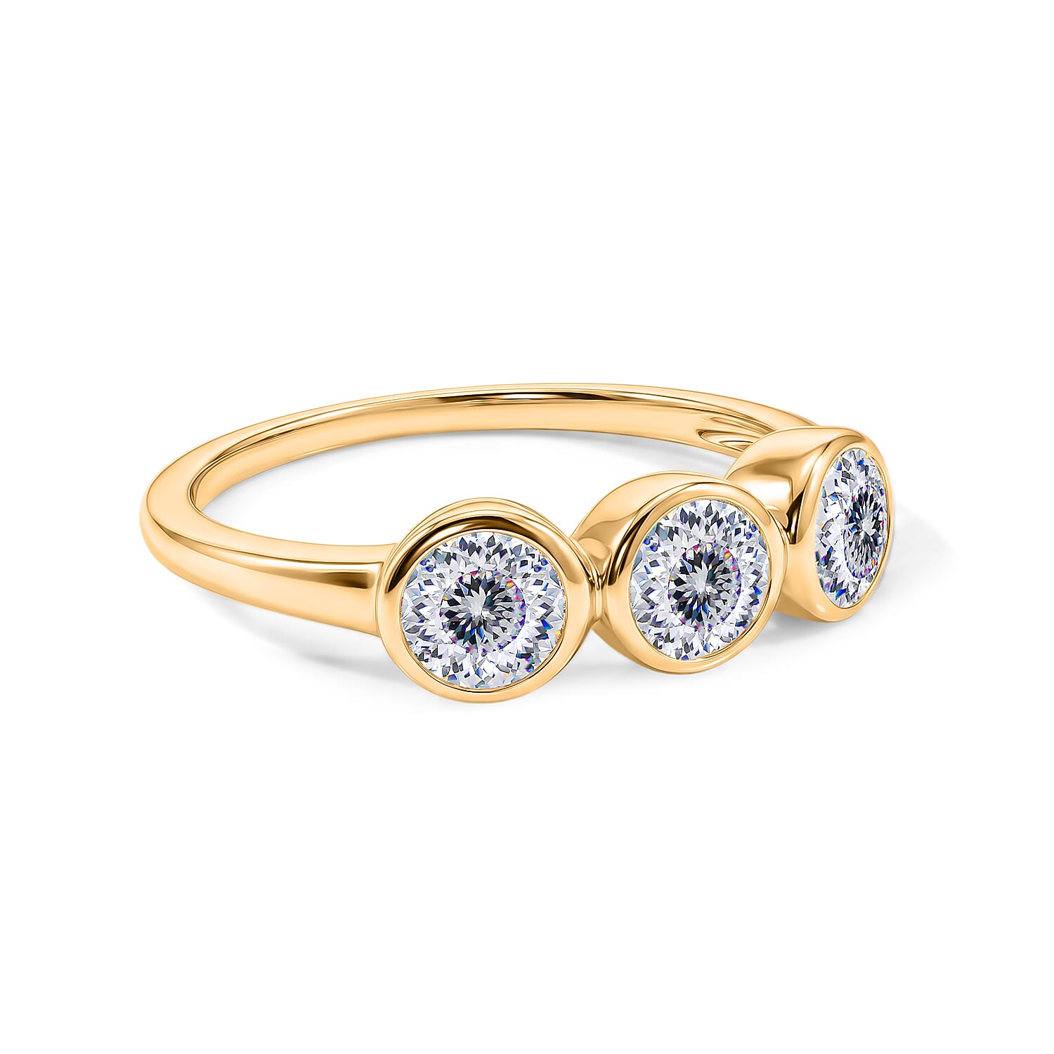 D'Joy 100 Facets Moissanite 1.40 ctw Ring in 18K Vermeil Yellow Gold Over Sterling Silver (Size 8.0)