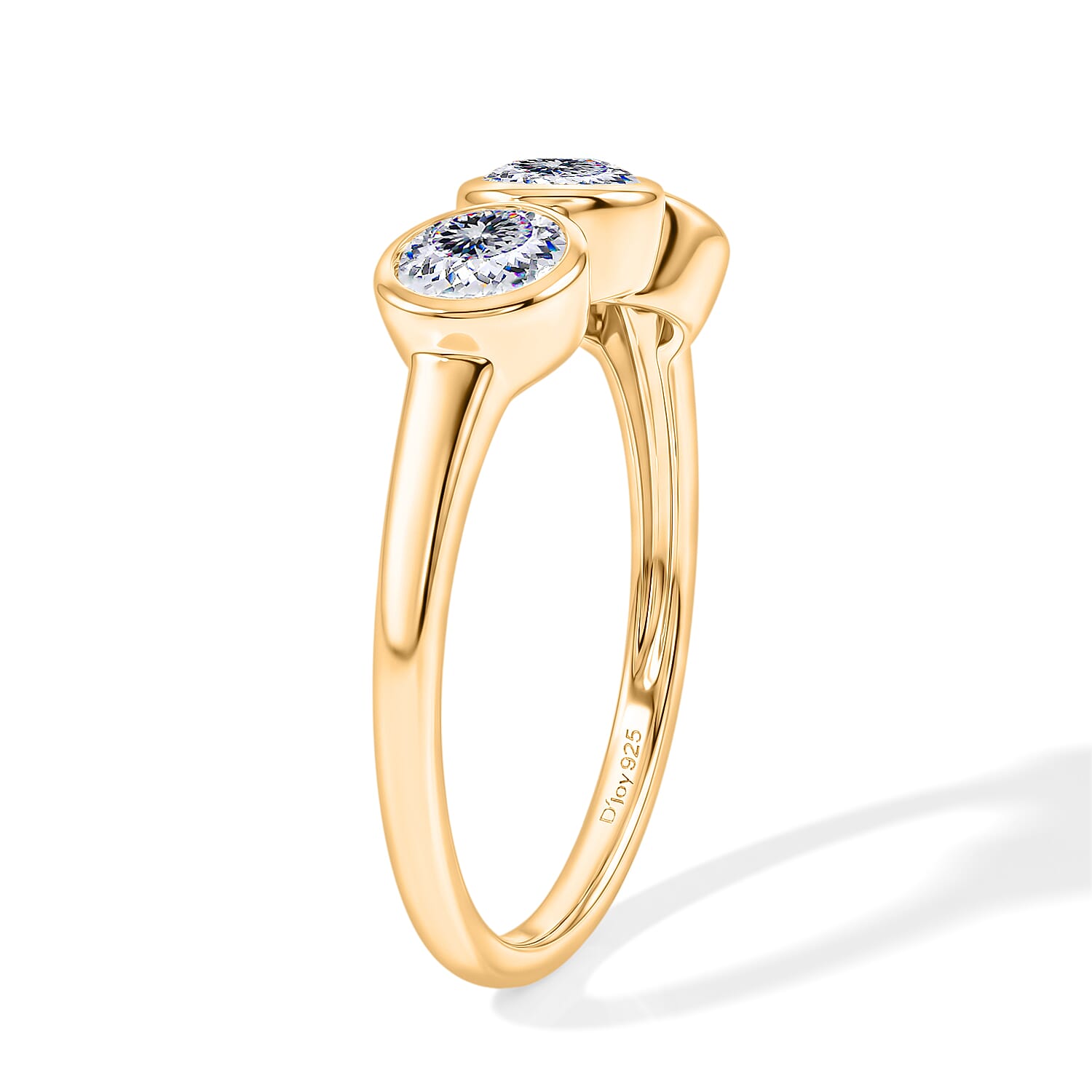 D'Joy 100 Facets Moissanite 1.40 ctw Ring in 18K Vermeil Yellow Gold Over Sterling Silver (Size 8.0)
