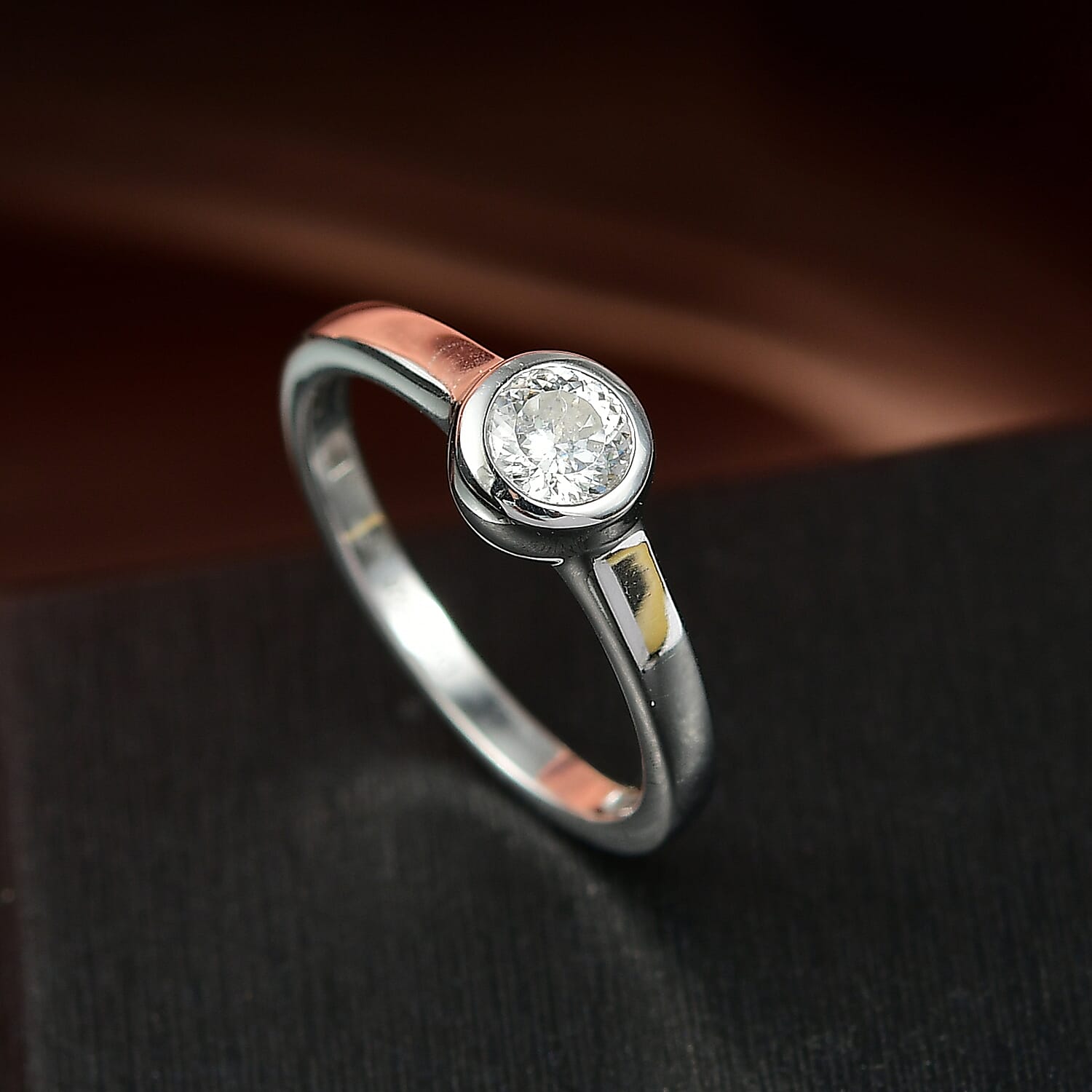 D'Joy 120 Facet Moissanite 0.50 ctw Solitaire Ring in Platinum Over Sterling Silver (Size 9.0)