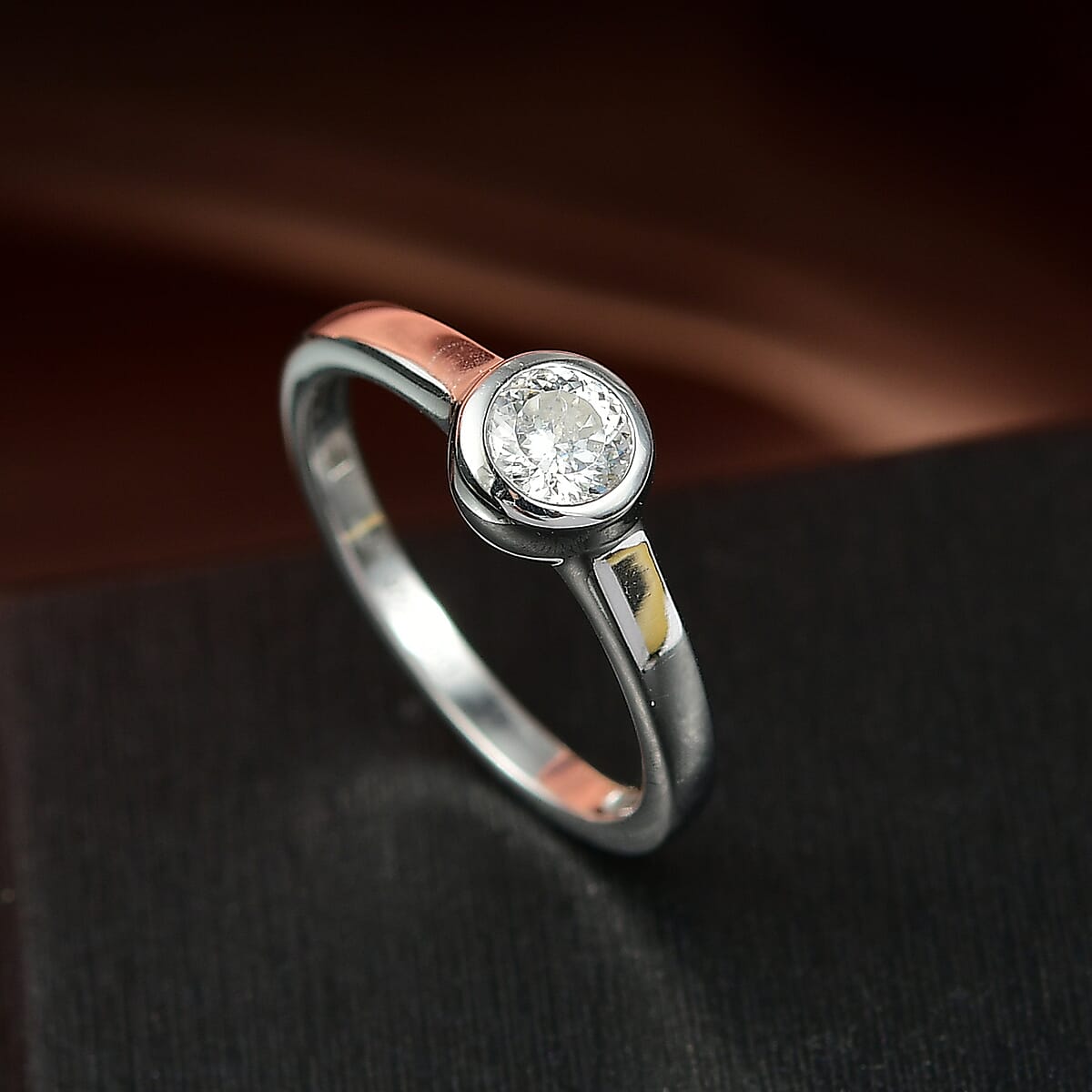 D'Joy 120 Facet Moissanite 0.50 ctw Solitaire Ring in Platinum Over Sterling Silver (Size 9.0) image number 1