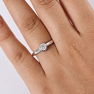 D'Joy 120 Facet Moissanite 0.50 ctw Solitaire Ring in Platinum Over Sterling Silver (Size 9.0)