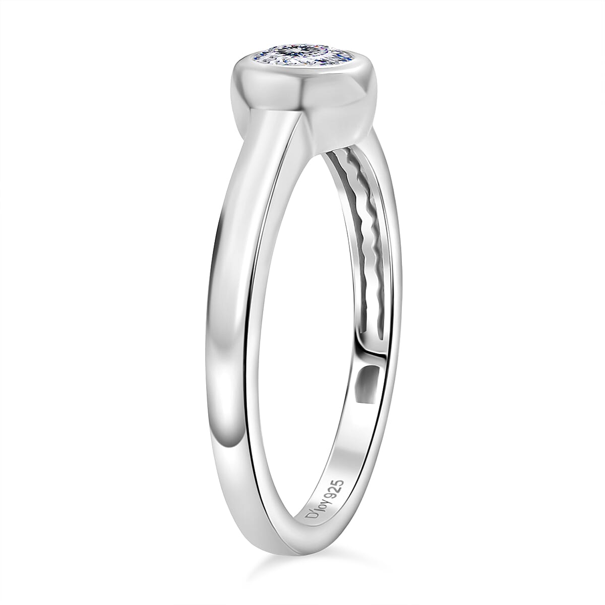 D'Joy 120 Facet Moissanite 0.50 ctw Solitaire Ring in Platinum Over Sterling Silver (Size 9.0) image number 3