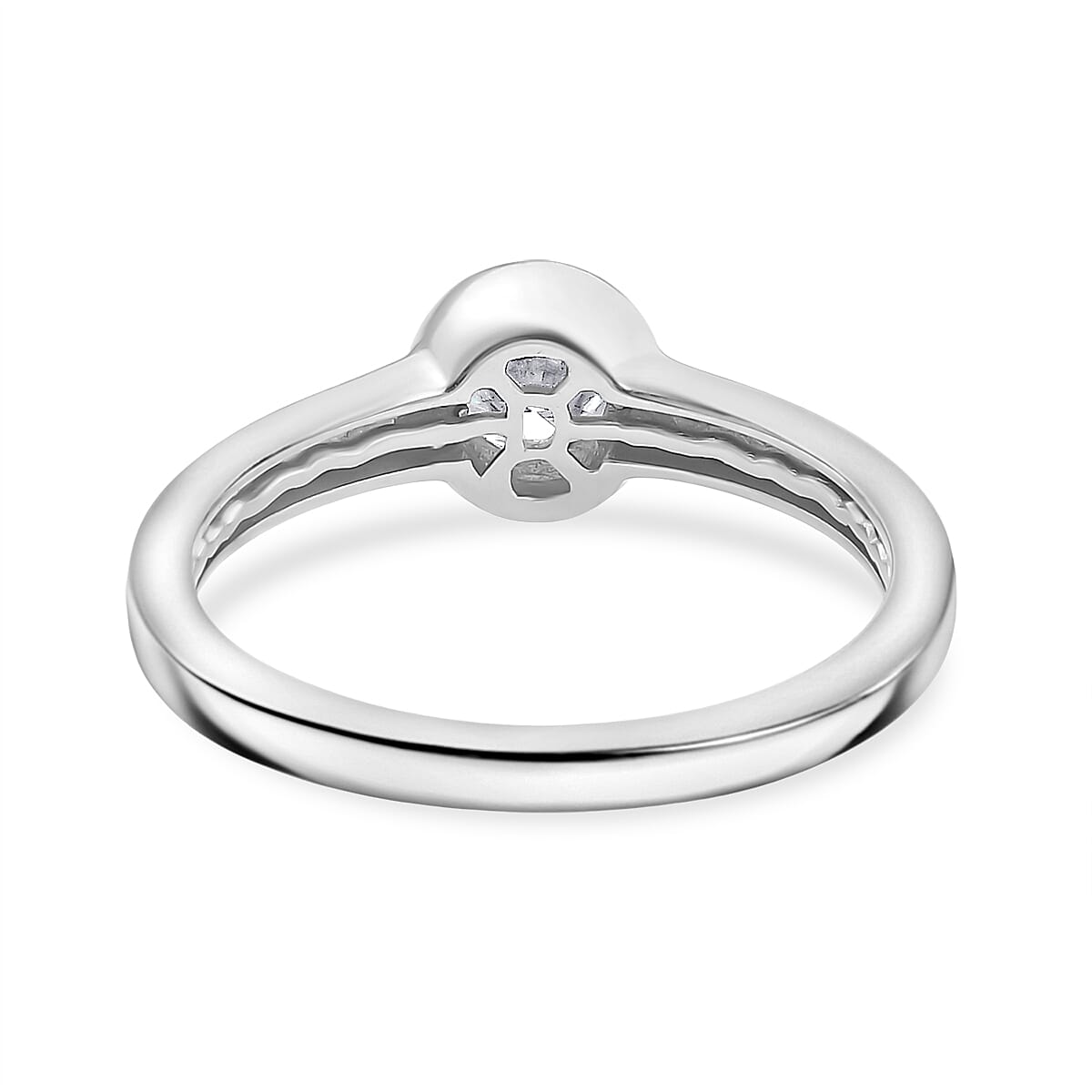 D'Joy 120 Facet Moissanite 0.50 ctw Solitaire Ring in Platinum Over Sterling Silver (Size 9.0)