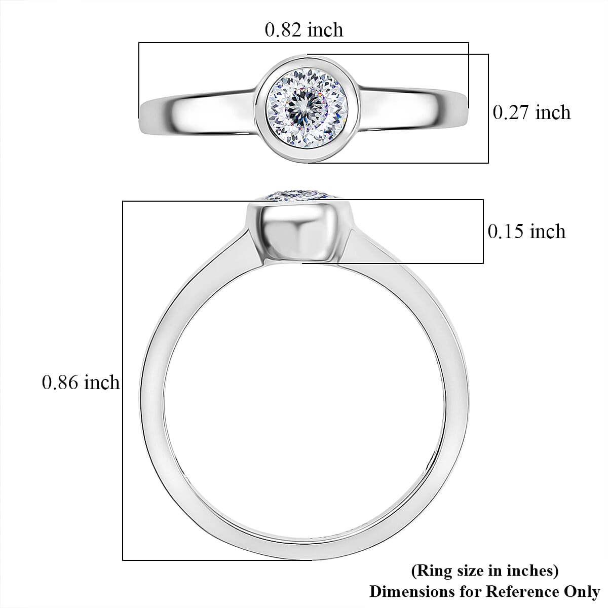 D'Joy 120 Facet Moissanite 0.50 ctw Solitaire Ring in Platinum Over Sterling Silver (Size 9.0)