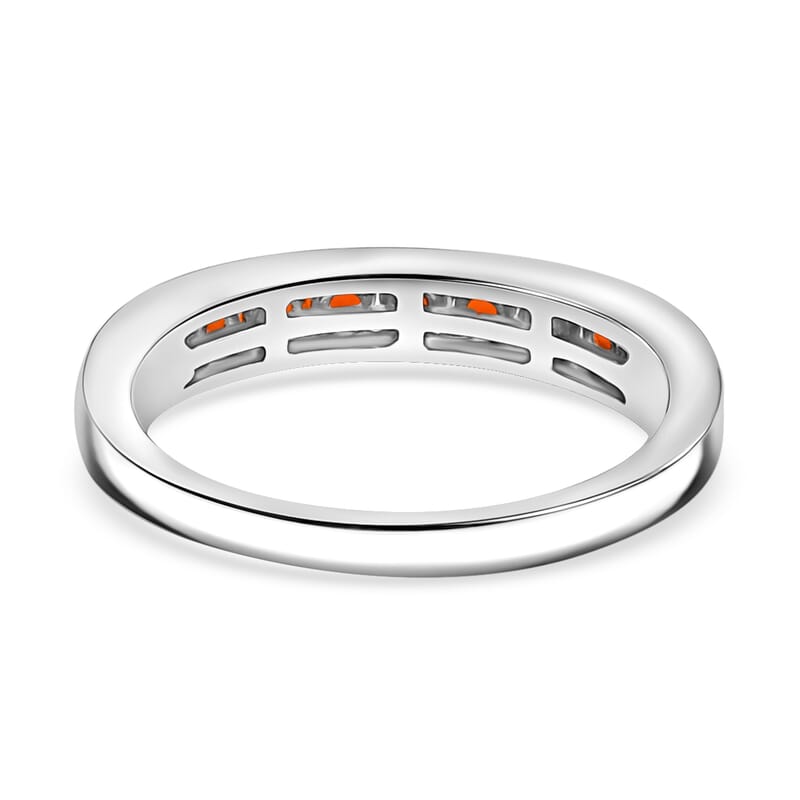 D'Joy Jalisco Fire Opal Band Ring in Platinum Over Sterling Silver (Size 7) 0.40 ctw