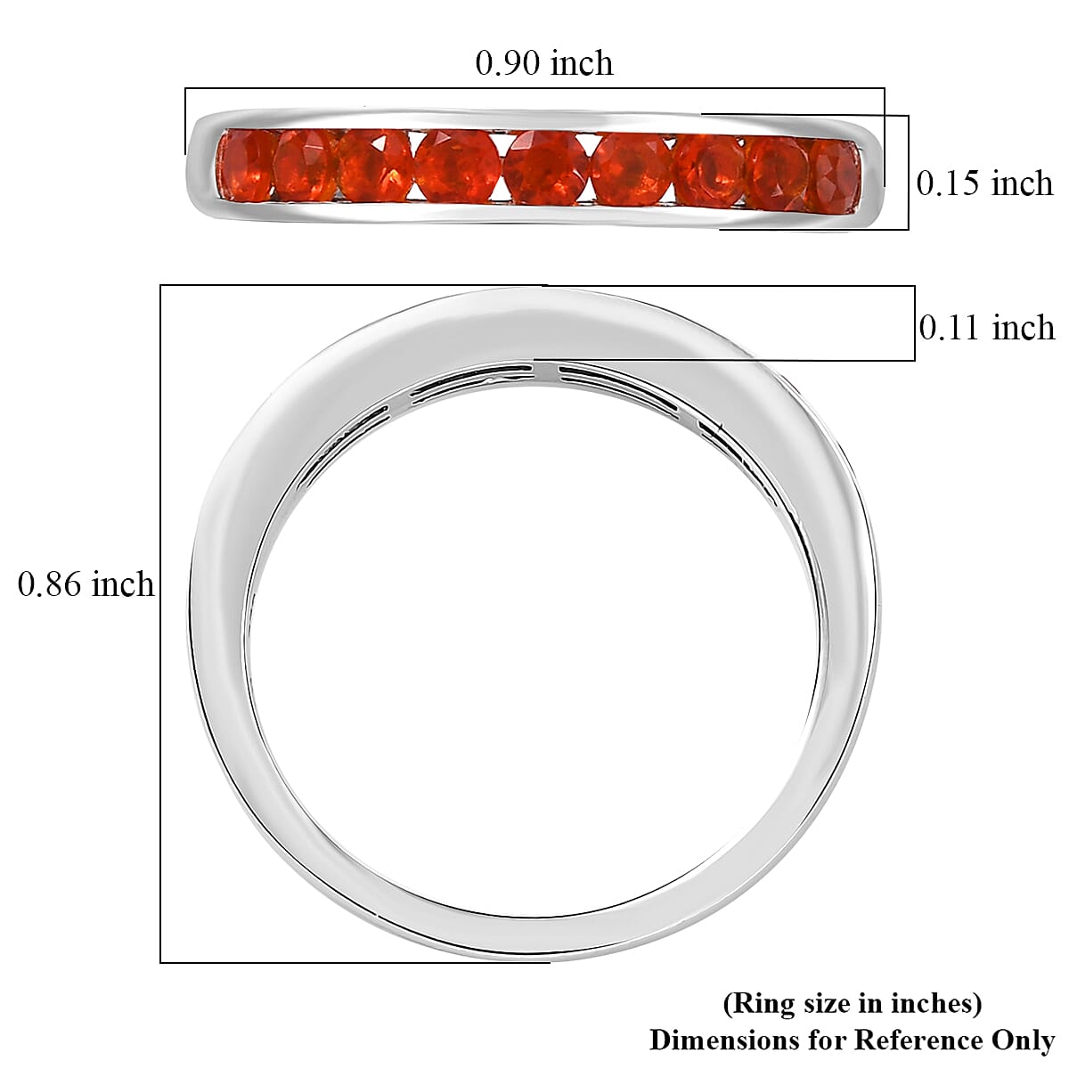 D'Joy Jalisco Fire Opal Band Ring in Platinum Over Sterling Silver (Size 7) 0.40 ctw