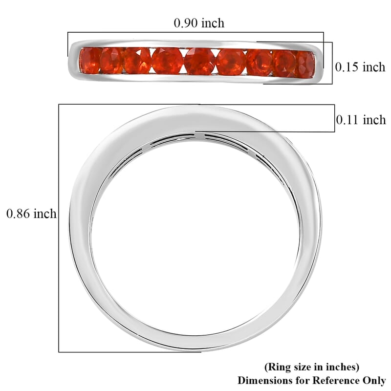 D'Joy Jalisco Fire Opal Band Ring in Platinum Over Sterling Silver (Size 7) 0.40 ctw
