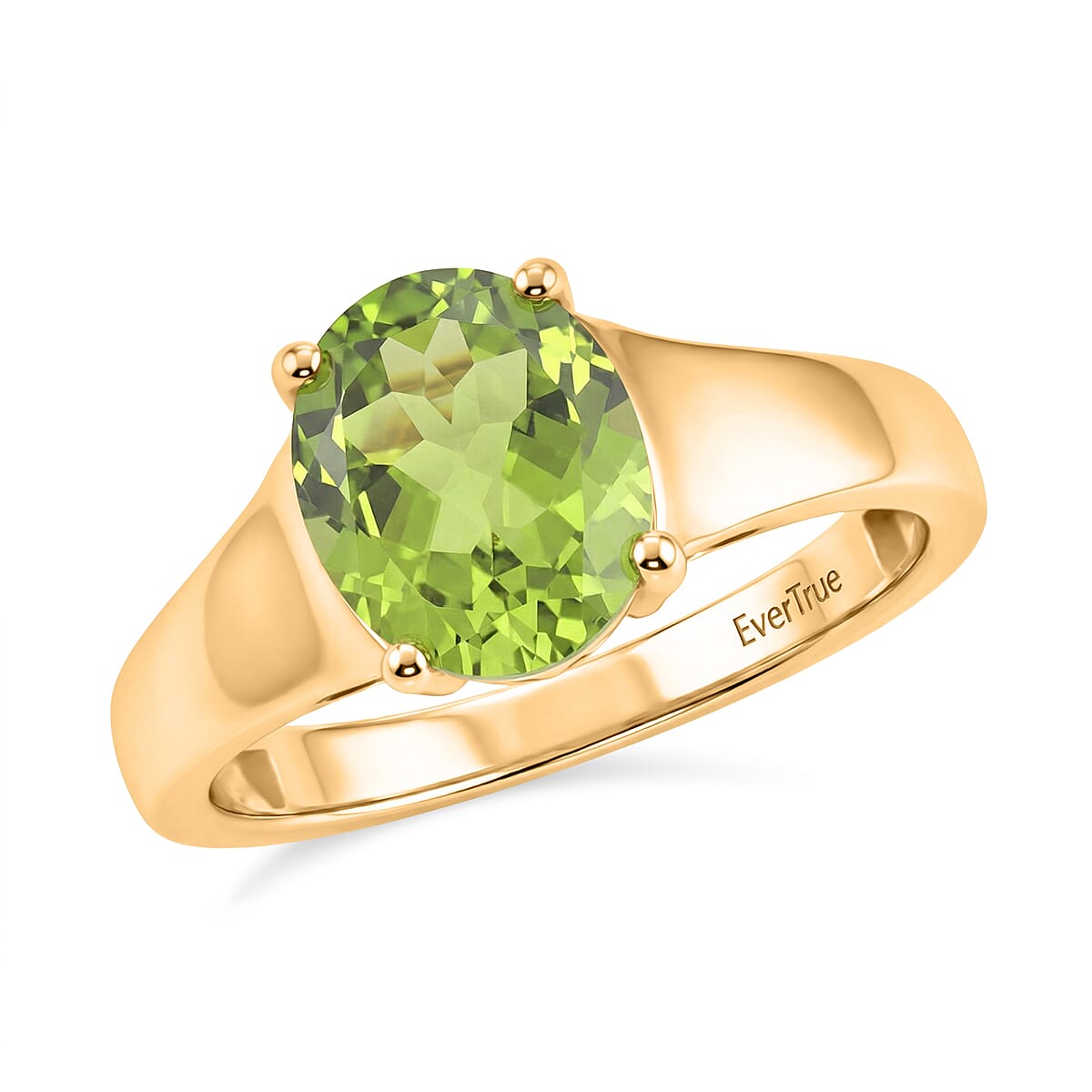 EverTrue Hebei Peridot 2.60 ctw Ring in 18K YG Plated (Size 6.5)