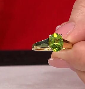 EverTrue Hebei Peridot 2.60 ctw Ring in 18K YG Plated (Size 6.5)