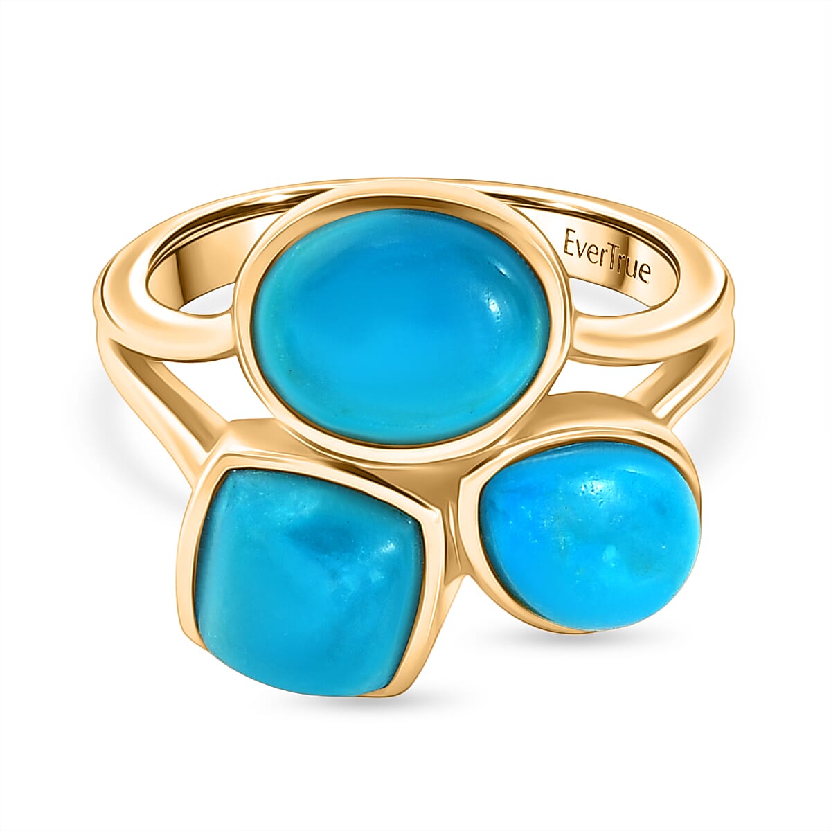 EverTrue Opalina  3 Stone Ring in 18K YG Plating Pure Yellow Brass 4.00 ctw