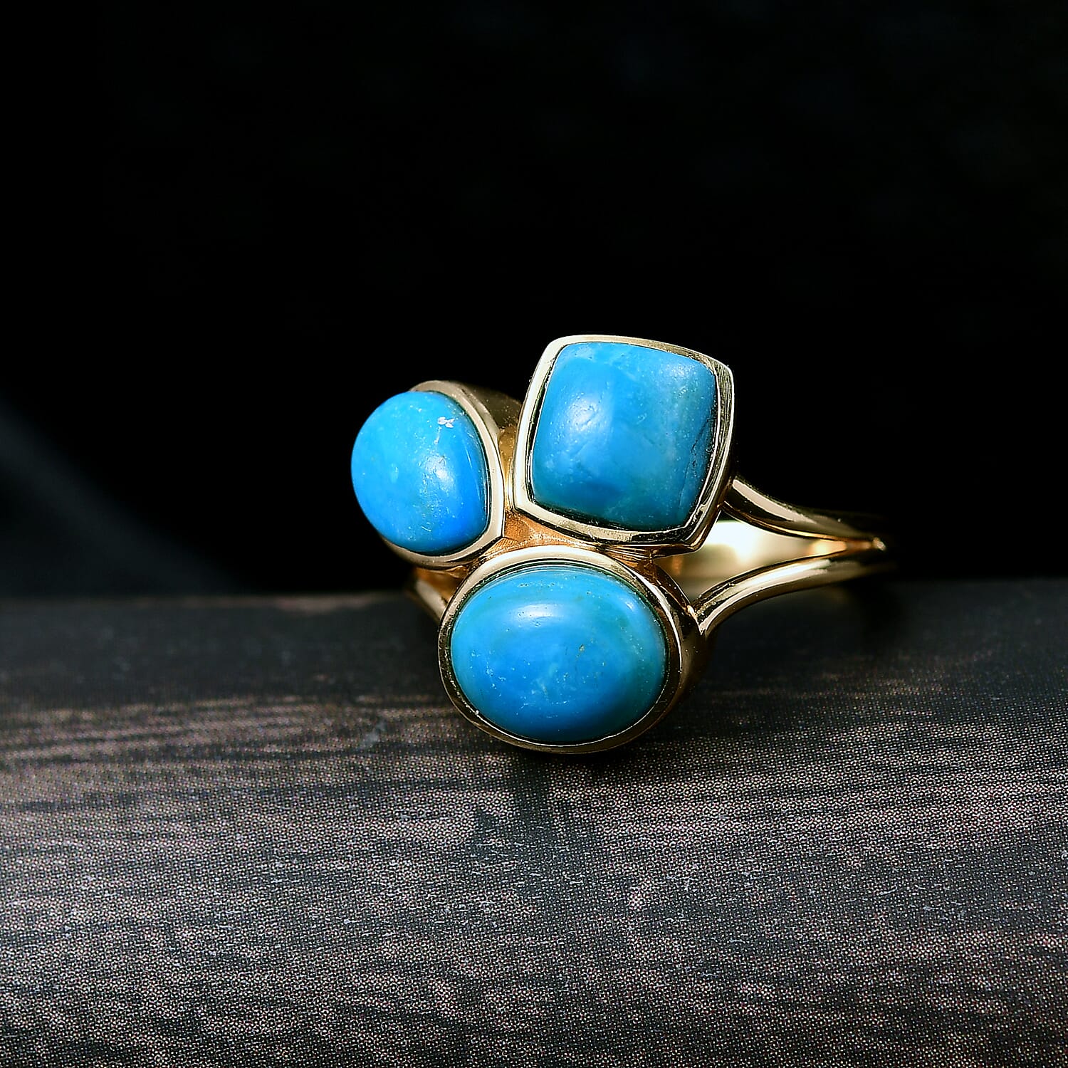 EverTrue Opalina  3 Stone Ring in 18K YG Plating Pure Yellow Brass 4.00 ctw