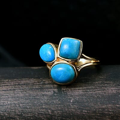 EverTrue Opalina  3 Stone Ring in 18K YG Plating Pure Yellow Brass 4.00 ctw