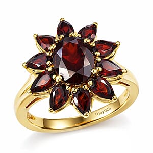 D'Joy Premium Mozambique Garnet 5.00 ctw Ring in 18K Vermeil Yellow Gold Over Sterling Silver (Size 10.0)