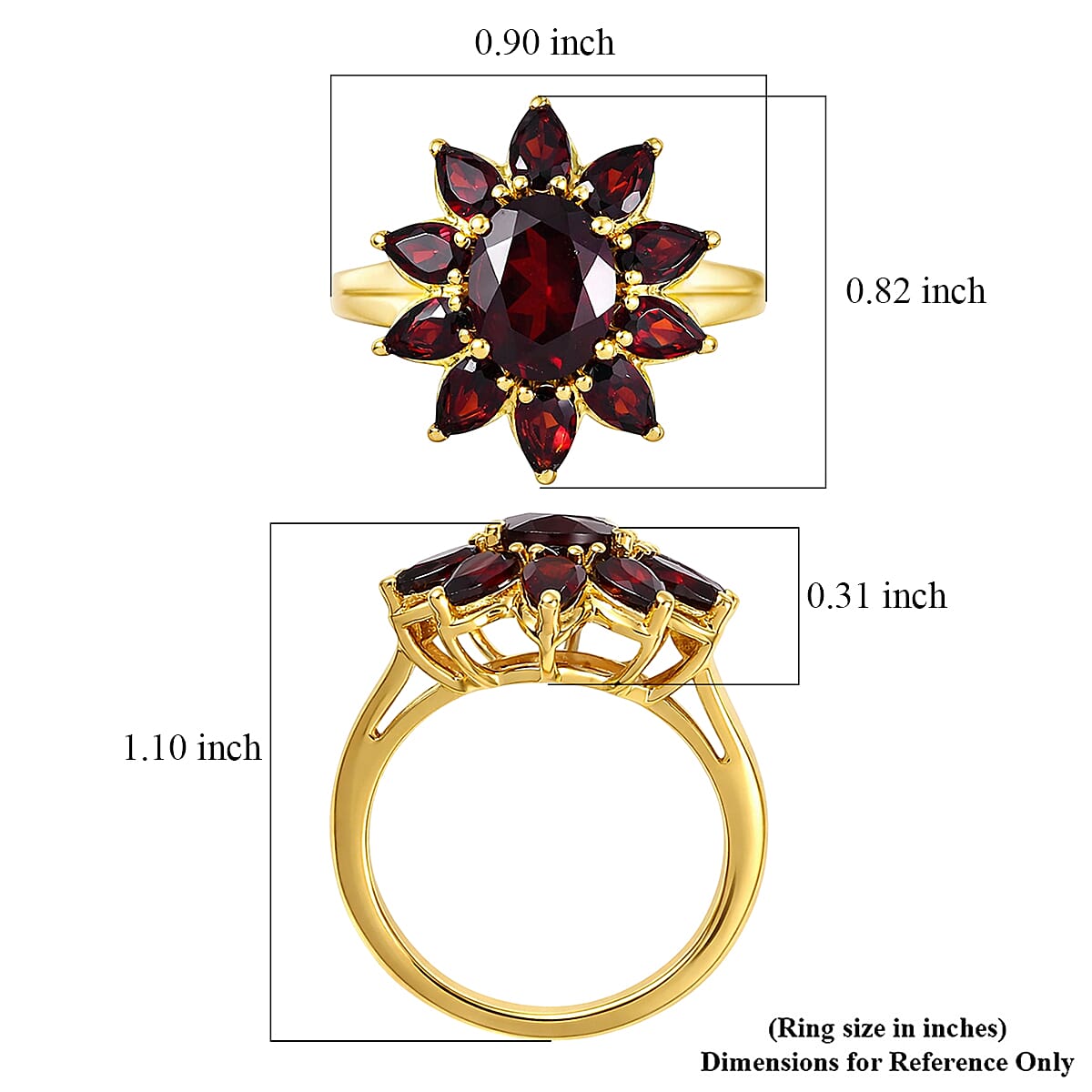 D'Joy Premium Mozambique Garnet 5.00 ctw Ring in 18K Vermeil Yellow Gold Over Sterling Silver (Size 10.0) image number 5