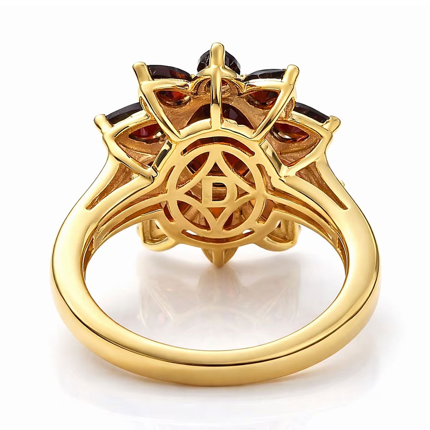 D'Joy Premium Mozambique Garnet 5.00 ctw Blazing Floral Ring in 18K Vermeil Yellow Gold Over Sterling Silver (Size 10.0)