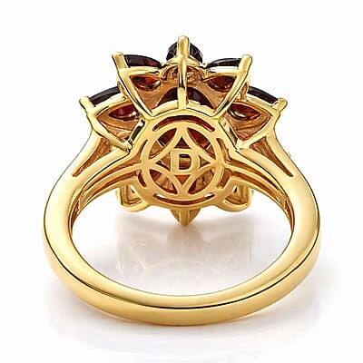 D'Joy Premium Mozambique Garnet 5.00 ctw Blazing Floral Ring in 18K Vermeil Yellow Gold Over Sterling Silver (Size 10.0)