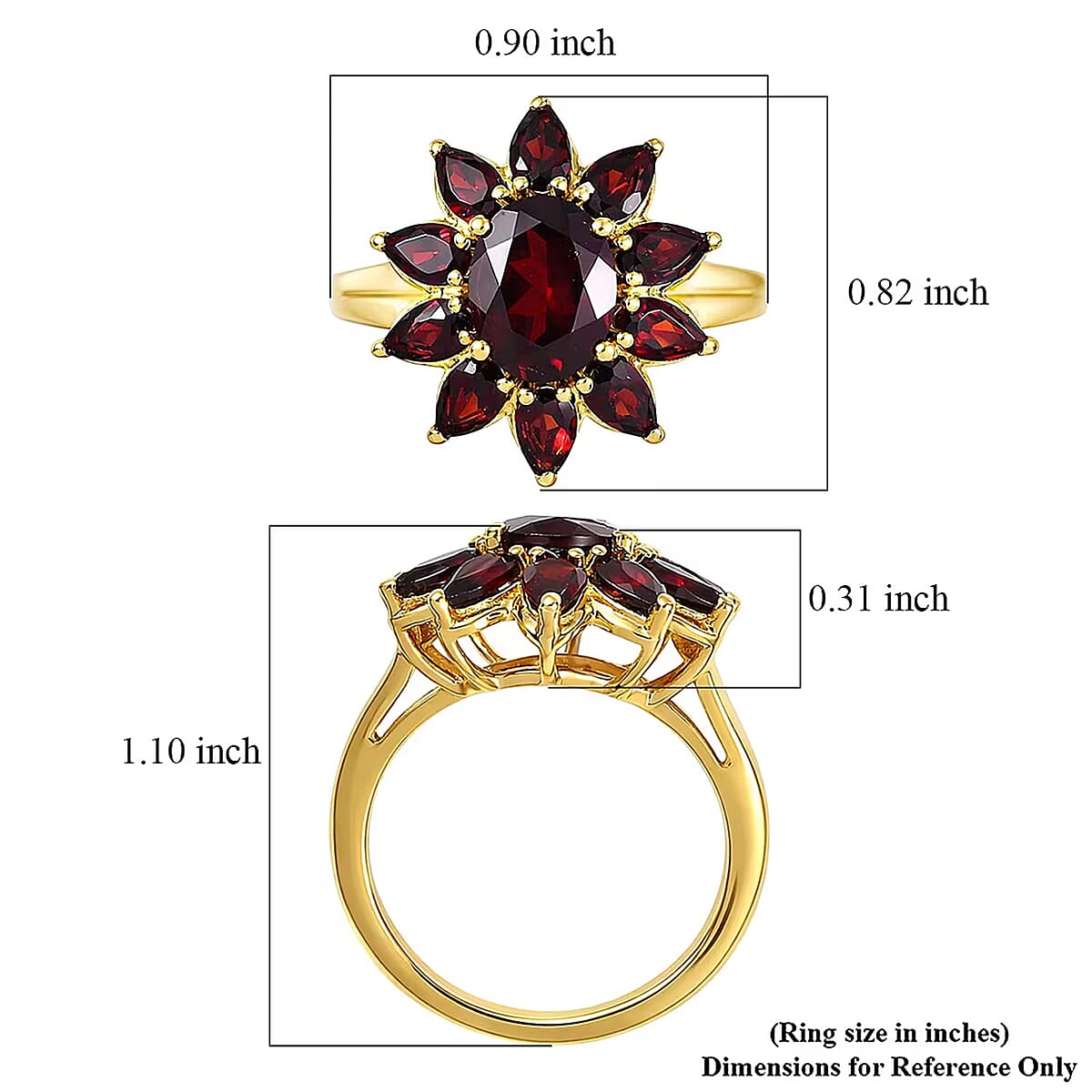D'Joy Premium Mozambique Garnet 5.00 ctw Blazing Flora Ring in 18K Vermeil Yellow Gold Over Sterling Silver (Size 8.0) image number 5