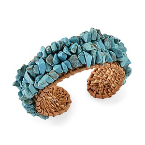 Blue Howlite 50.00 ctw Rattan Cuff Bracelet (7.5-8In) 