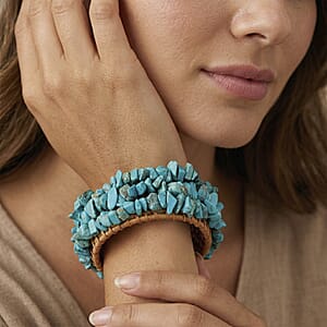 Blue Howlite 50.00 ctw Rattan Cuff Bracelet (7.5-8In) 