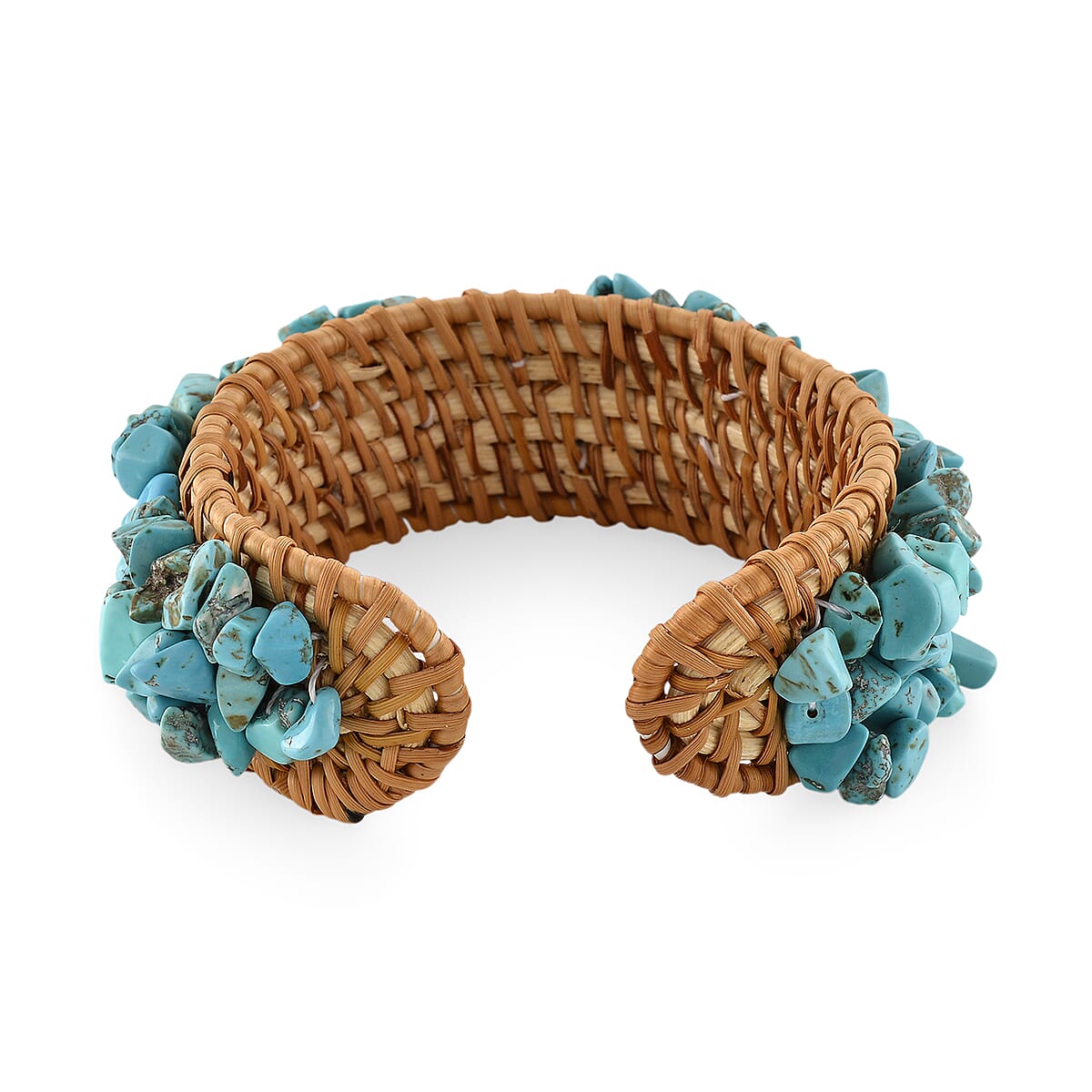 Blue Howlite 50.00 ctw Rattan Cuff Bracelet (7.5-8In)  image number 4