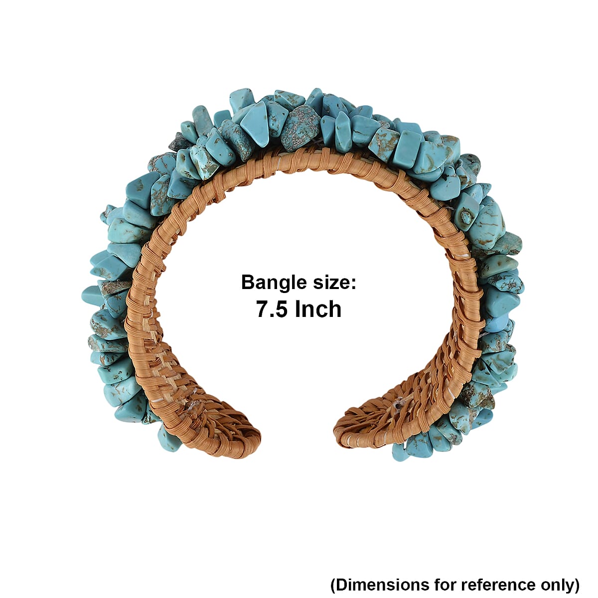 Blue Howlite 50.00 ctw Rattan Cuff Bracelet (7.5-8In)  image number 5