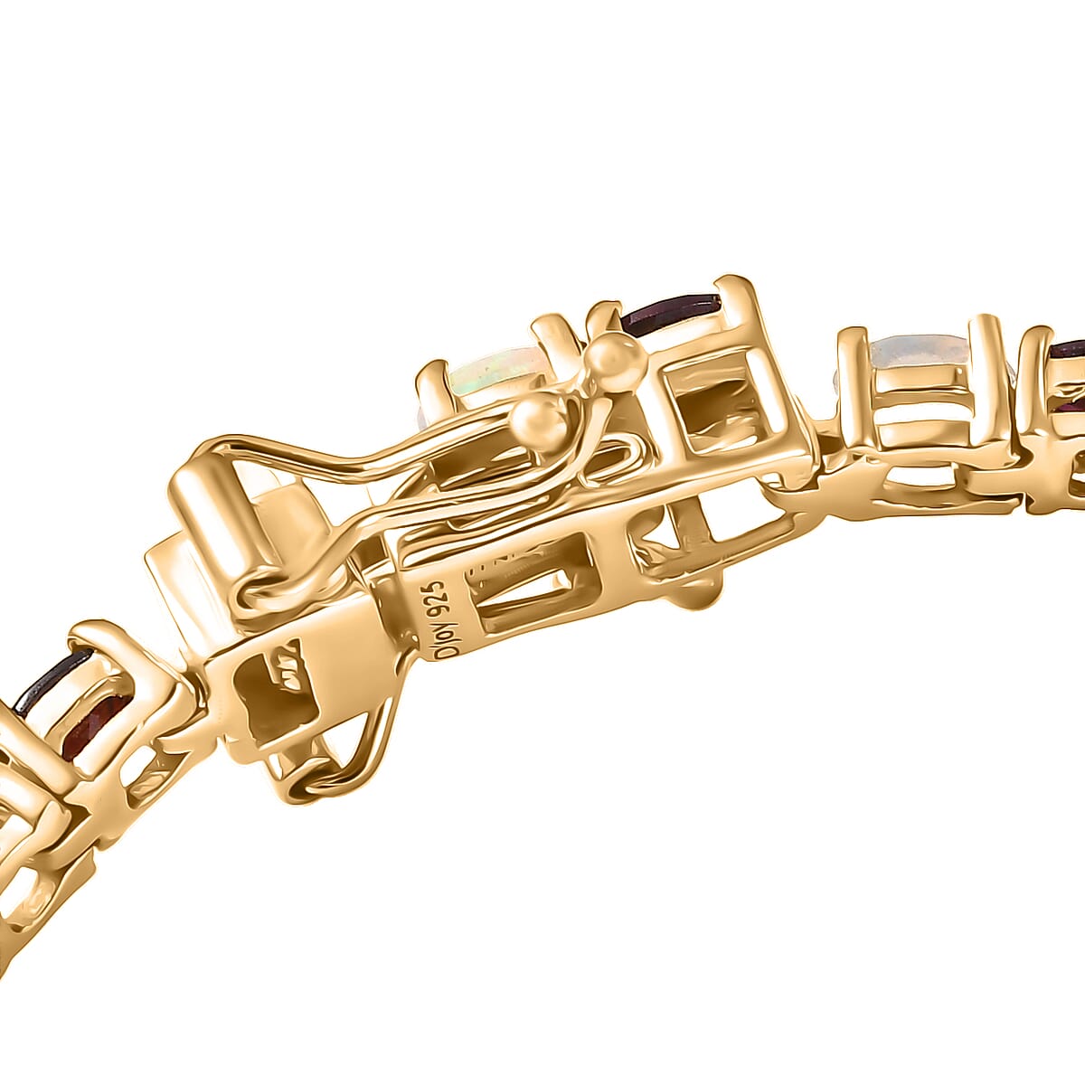 D'Joy Premium Anthill Garnet and Ethiopian Welo Opal 6.40 ctw Heart of Earth & Light Bracelet in 18K Vermeil Yellow Gold Over Sterling Silver (7.25 In) image number 3