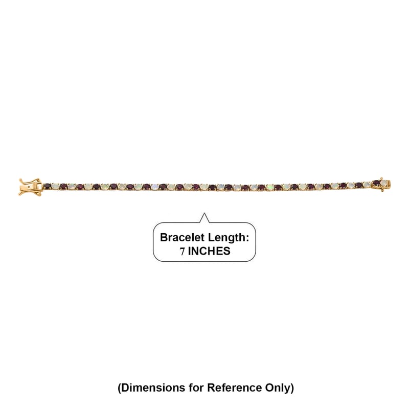 D'Joy Premium Anthill Garnet and Ethiopian Welo Opal 6.40 ctw Heart of Earth & Light Bracelet in 18K Vermeil Yellow Gold Over Sterling Silver (7.25 In)