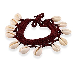 White Shell Pearl, Wooden Rattan Bracelet (7-9In)
