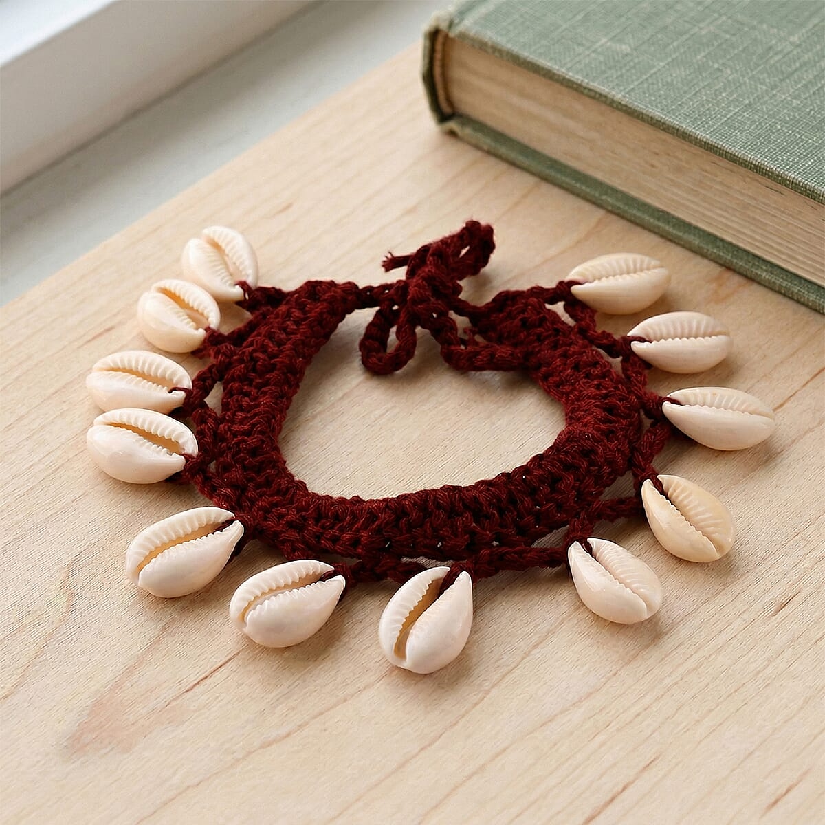 White Shell Pearl, Wooden Rattan Bracelet (7-9In) image number 1
