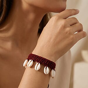 White Shell Pearl, Wooden Rattan Bracelet (7-9In)
