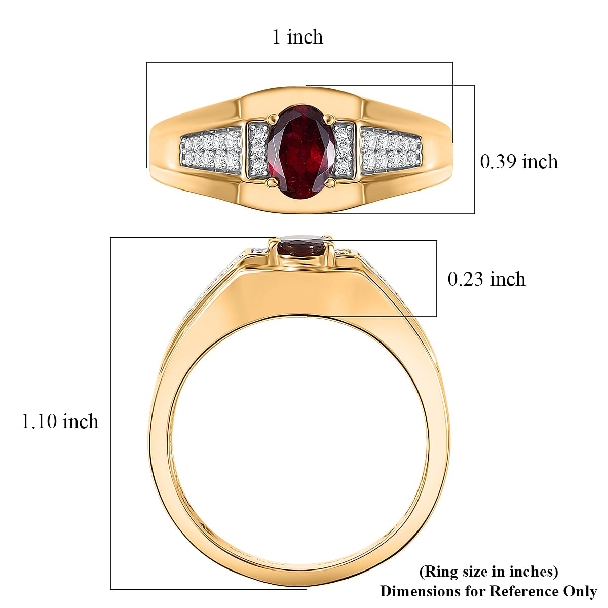 D'Joy Premium Anthill Garnet and Moissanite 1.10 ctw Men's Ring in 18K Vermeil Yellow Gold Over Sterling Silver (Size 10.0) (Del. in 5-7 Days)  image number 5