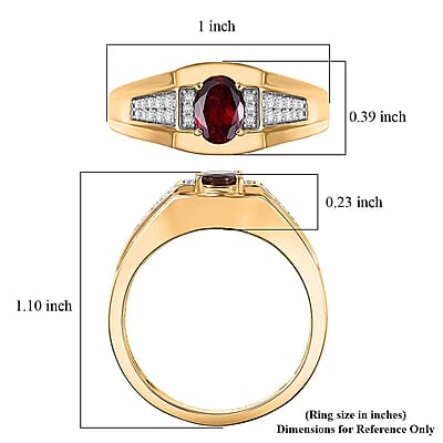 D'Joy Premium Anthill Garnet and Moissanite 1.10 ctw Men's Ring in 18K Vermeil Yellow Gold Over Sterling Silver (Size 10.0)