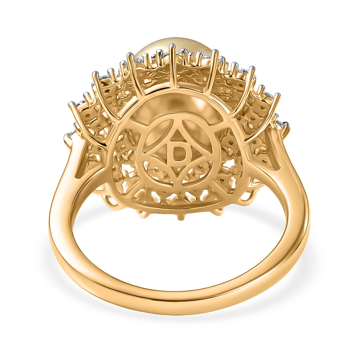 D'Joy Premium South Sea Golden Cultured Pearl and Multi Gemstone 1.00 ctw Golden Sunflare Ring in 18K Vermeil Yellow Gold Over Sterling Silver (Size 10.0) image number 4