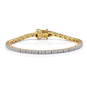Luxuriant Lab Grown Diamond E-F VS 3.00 ctw Bracelet in 18K Vermeil Yellow Gold Over Sterling Silver (6.50 In)