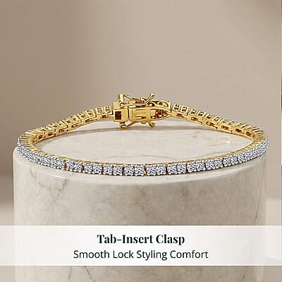 Luxuriant Lab Grown Diamond E-F VS 3.00 ctw Bracelet in 18K Vermeil Yellow Gold Over Sterling Silver (6.50 In)