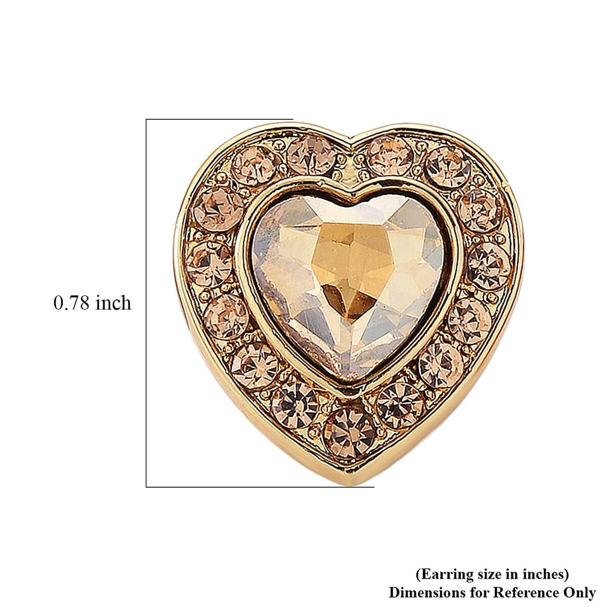 Champagne Glass and Champagne Austrian Heart Stud Earrings in Goldtone and Stainless Steel image number 4