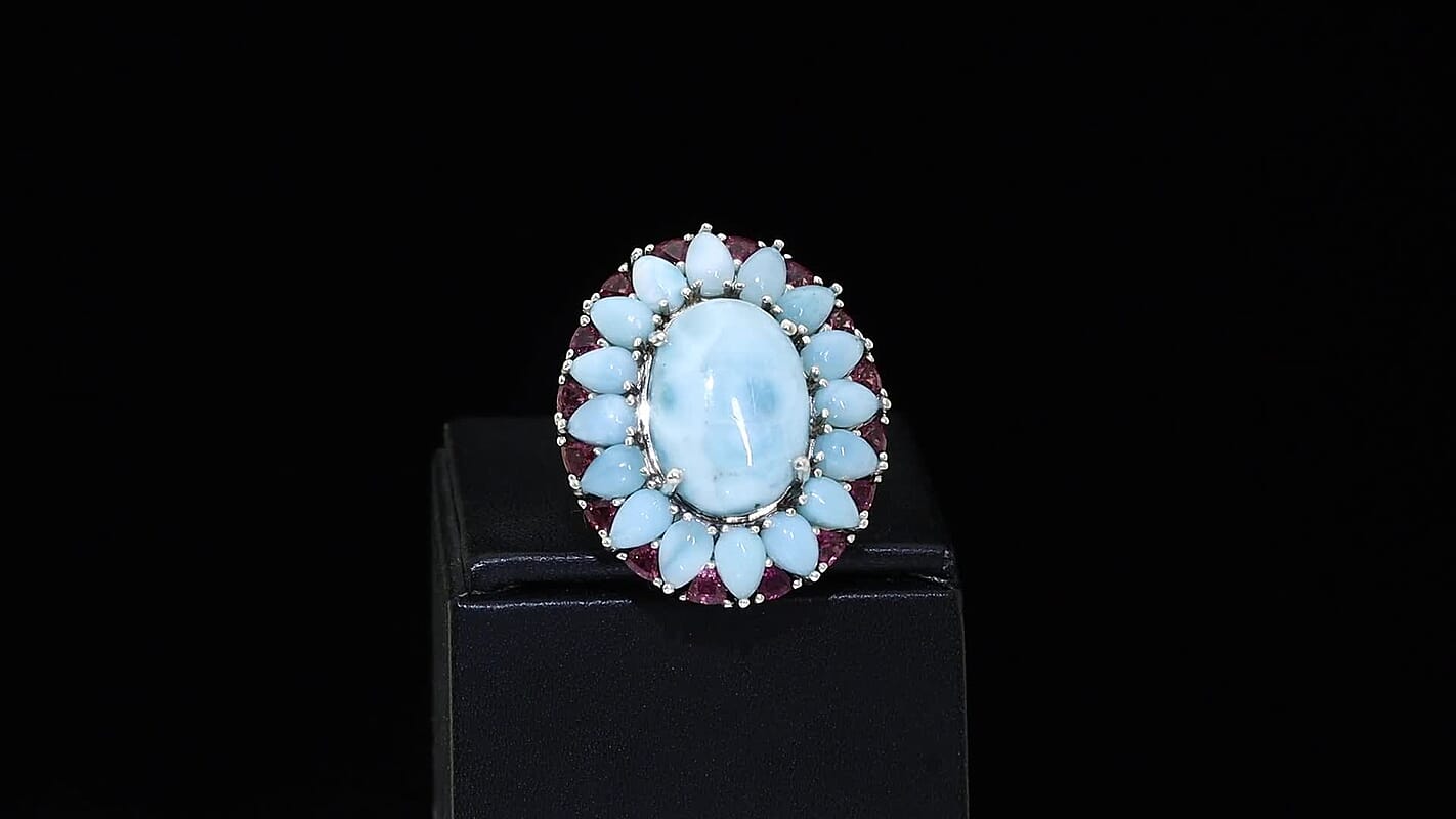 D'Joy Larimar, Orissa Rhodolite Garnet Ring in Rhodium Over Sterling Silver (Size 10.0) 24.75 ctw