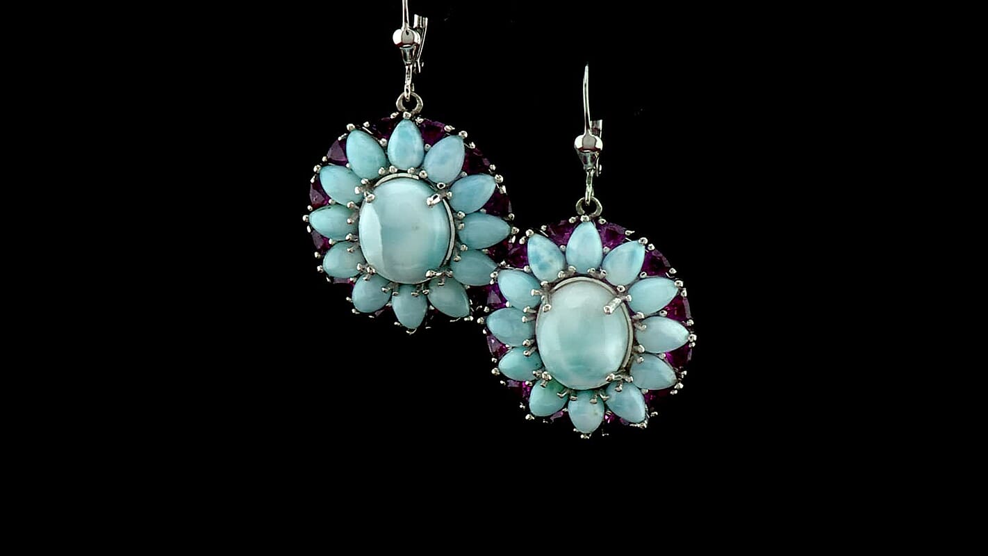 D'Joy Larimar, Orissa Rhodolite Garnet Earrings in Rhodium Over Sterling Silver 26.90 ctw