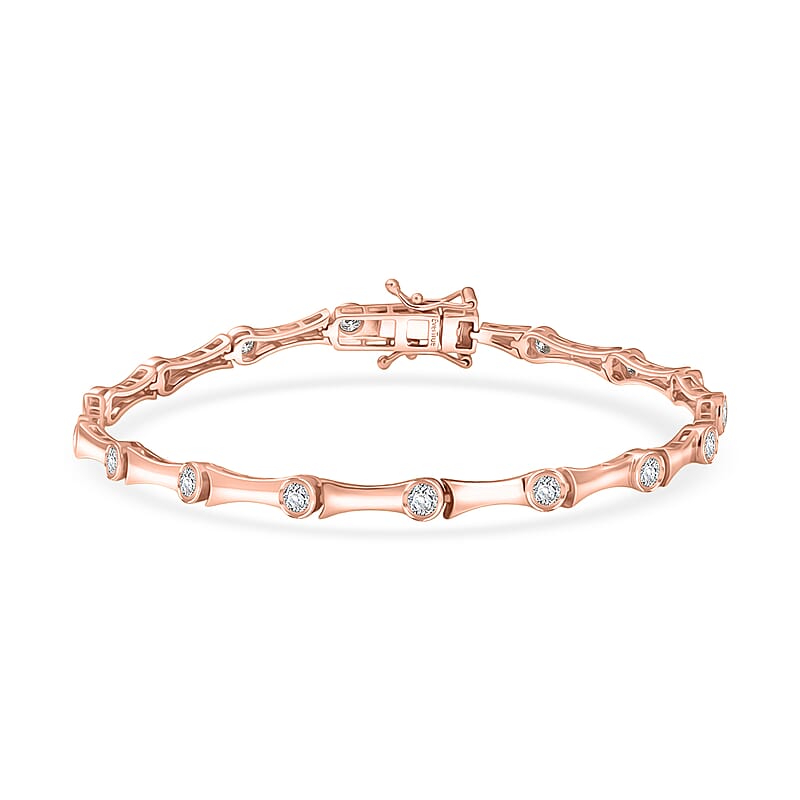EverTrue Moissanite 1.40 ctw Bracelet in 18K RG Plated (6.50 In)