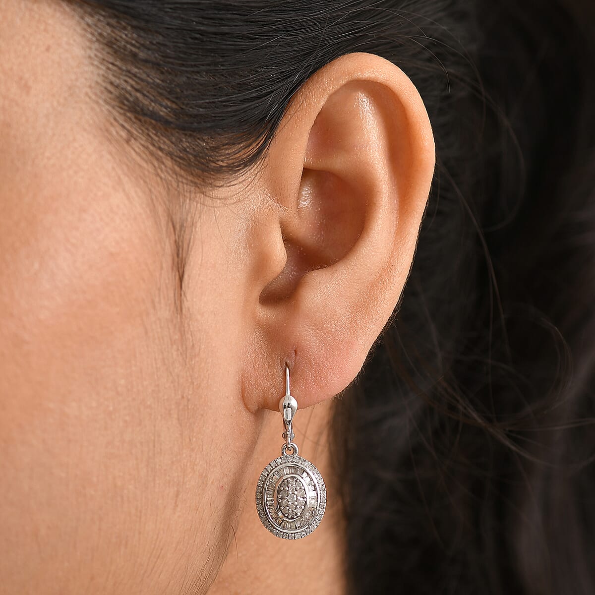 D'Joy Diamond 1.00 ctw Earrings in Rhodium Over Sterling Silver image number 2