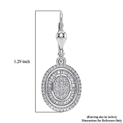 D'Joy Diamond 1.00 ctw Royal Sunburst Earrings in Rhodium Over Sterling Silver