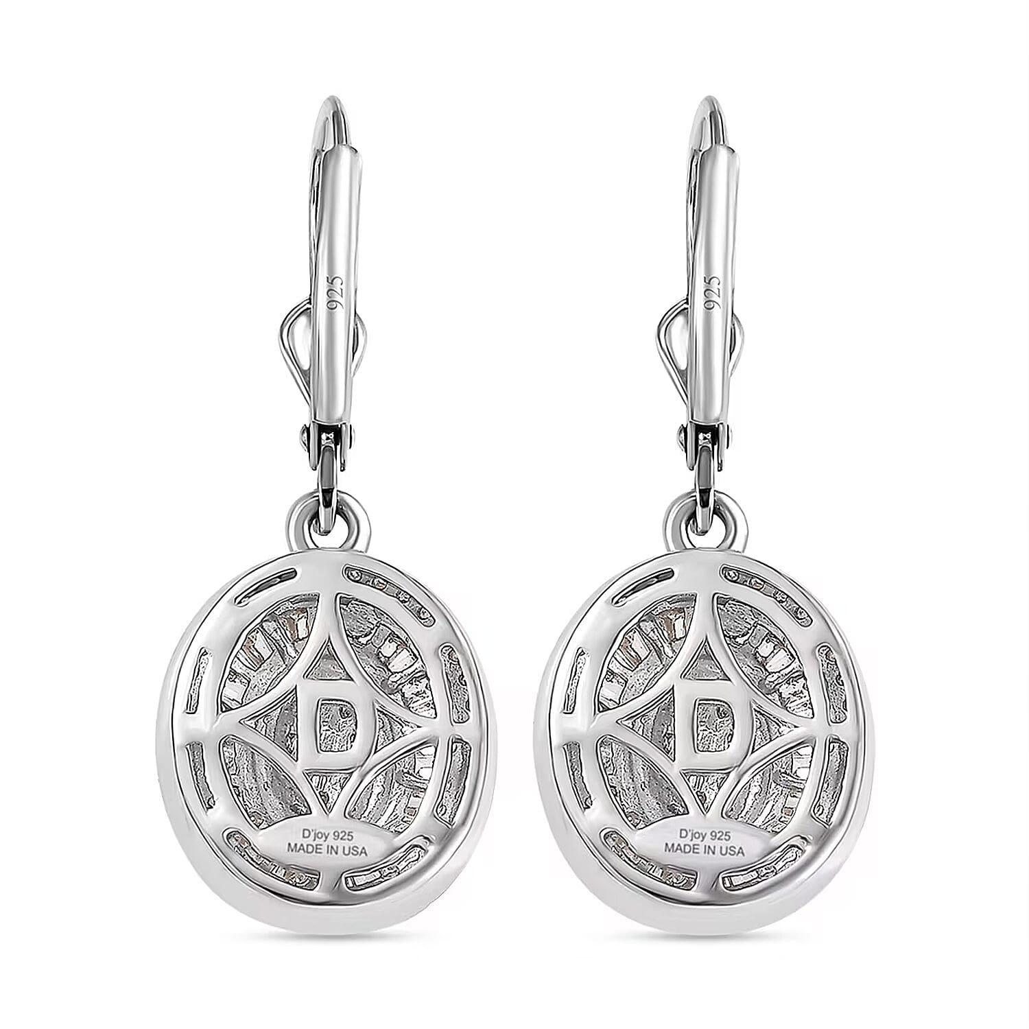 D'Joy Diamond 1.00 ctw Royal Sunburst Earrings in Rhodium Over Sterling Silver