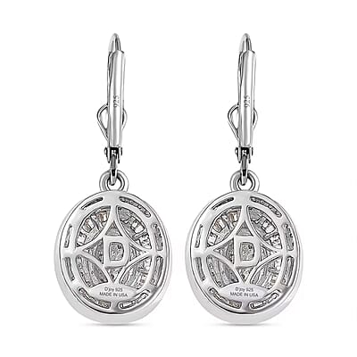 D'Joy Diamond 1.00 ctw Royal Sunburst Earrings in Rhodium Over Sterling Silver