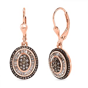 D'Joy Natural Champagne Diamond 1.00 ctw Earrings in 18K Vermeil Rose Gold Over Sterling Silver